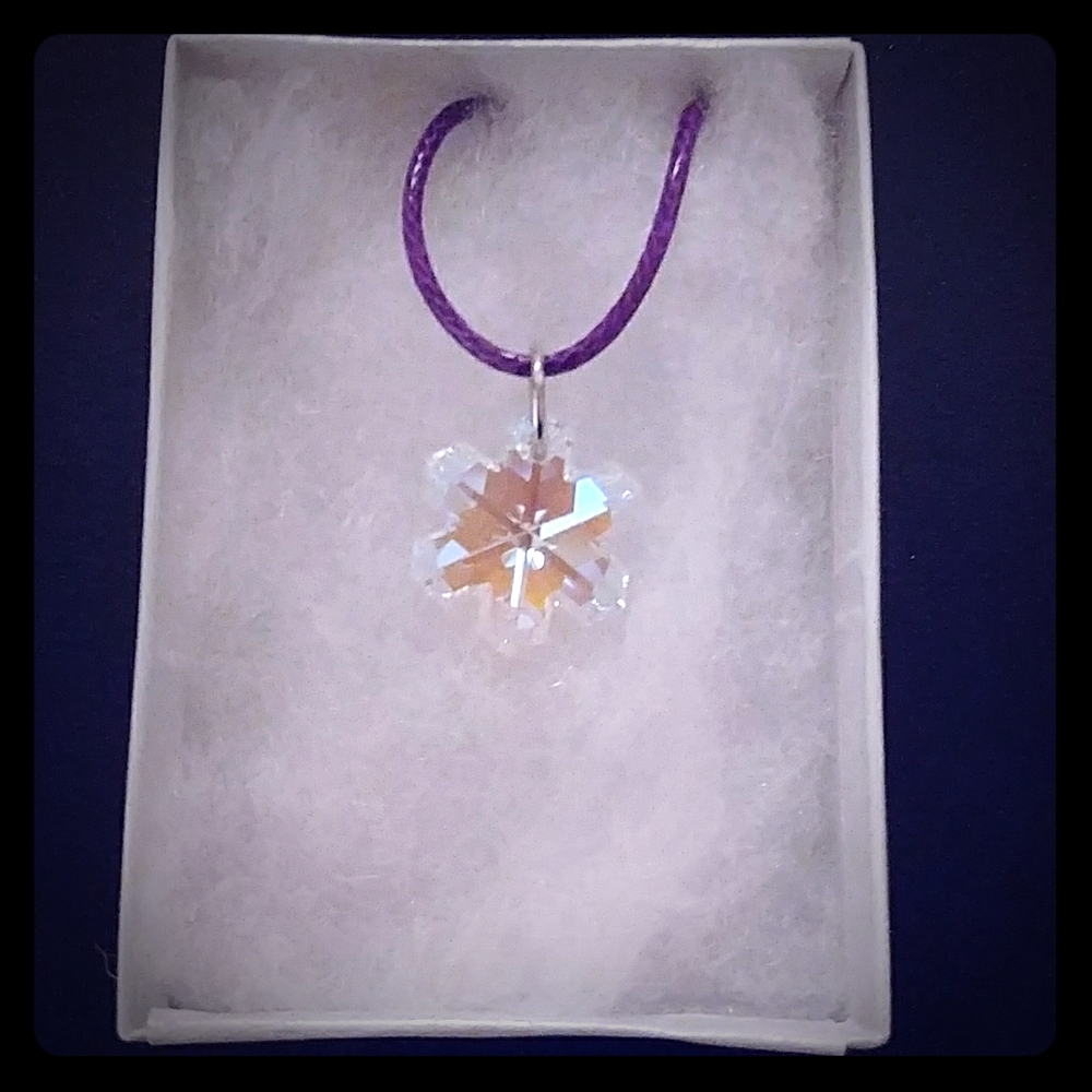 Frost Aurora Blue Crystal Snowflake Necklace